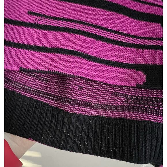 MING WANG Purple Black Abstract Soft Knit Tailored Blazer Jacket Sz L - Picture 6 of 12